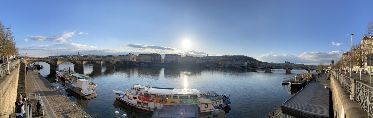 Txiki_Tales's tweet photo. @PanoPhotos Hereβs a few #boats moored on the Vltava River in #Prague taken on Tuesday evening. #Panorama #panoshots https://t.co/dNmHRwqdY2