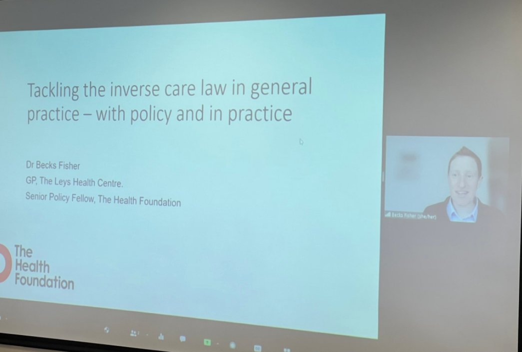 BecksFisher's tweet photo. Great to join #devontraininghub #devonhealthinequalitiessymposium this morning to help unpick the #inversecarelaw in general practice.
Good to talk about how we can move forward, as well as what the current problems are.
Thanks for having me @HelenRochester1 & co https://t.co/xDxozyqpfV