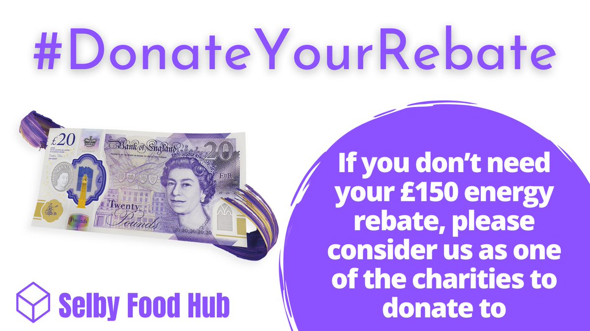 #DonateYourRebate 

If you don’t need your £150 energy rebate,  please consider donating some of it to our food hub.

💷Crowdfunder: gofundme.com/f/coronavirus-…
OR
🥫Amazon Wish List: amazon.co.uk/hz/wishlist/ls… (select Selby Food Hub and it comes straight to us)