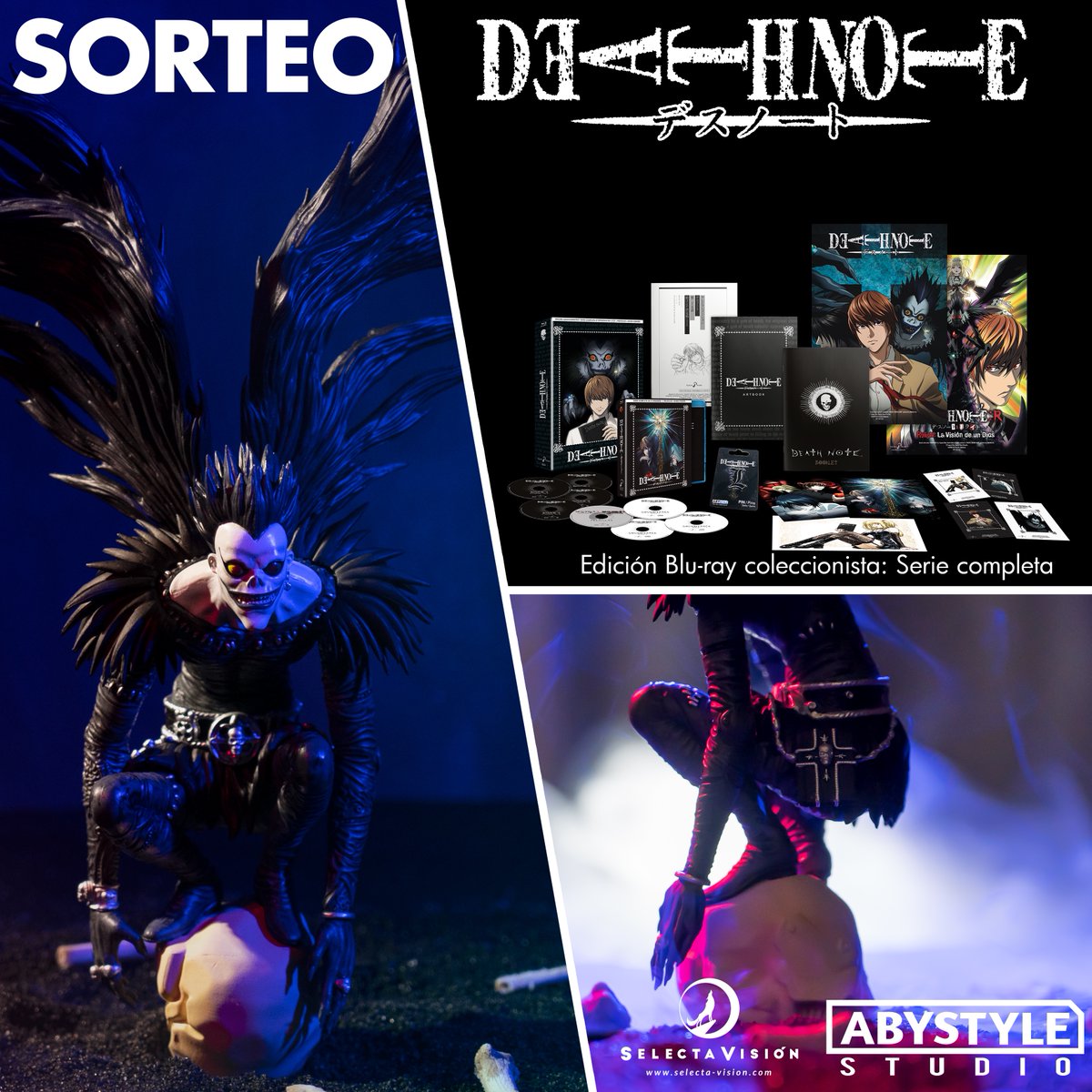 SelectaVision's tweet photo. ¡SORTEO Death Note! 📓😱

Llega la edición Blu-ray coleccionista de #DeathNote, ¡Y venimos con un sorteo con figura del Shinigami Ryuk junto a @abystyle_studio!

🍎Siguenos y a @abystyle_studio 

🍎Like💔+RT

🍎Etiqueta @ 1 amigo y dinos si eres #TeamKira o #TeamL 

¡Suerte! https://t.co/kf5w0hecIb