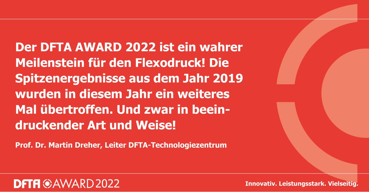 Am 18. Mai 2022 ist es soweit: Bereits zum 6. Mal werden die #DFTA AWARDS für herausragende Leistungen in der Verpackungsdruckbranche verliehen.
Sehen wir uns? dfta.de/formulare/anme…

#verpackung #packaging #packagingsolutions #Verpackungsindustrie #flexodruck #flexographic