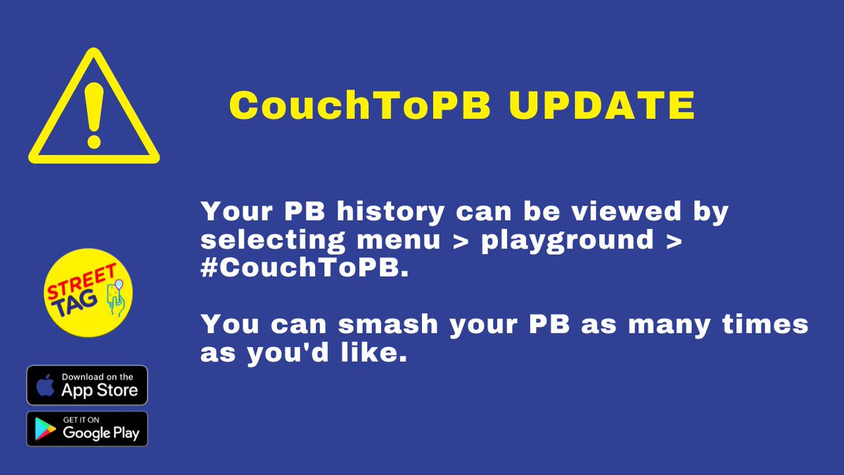#CouchToPB 2.0 is a beautiful update just released on the app since sliced bread was invented 

Read the info below to learn more about this special update.

You can share your experience with the new update in the comments section below 😊

#Streettaghq
