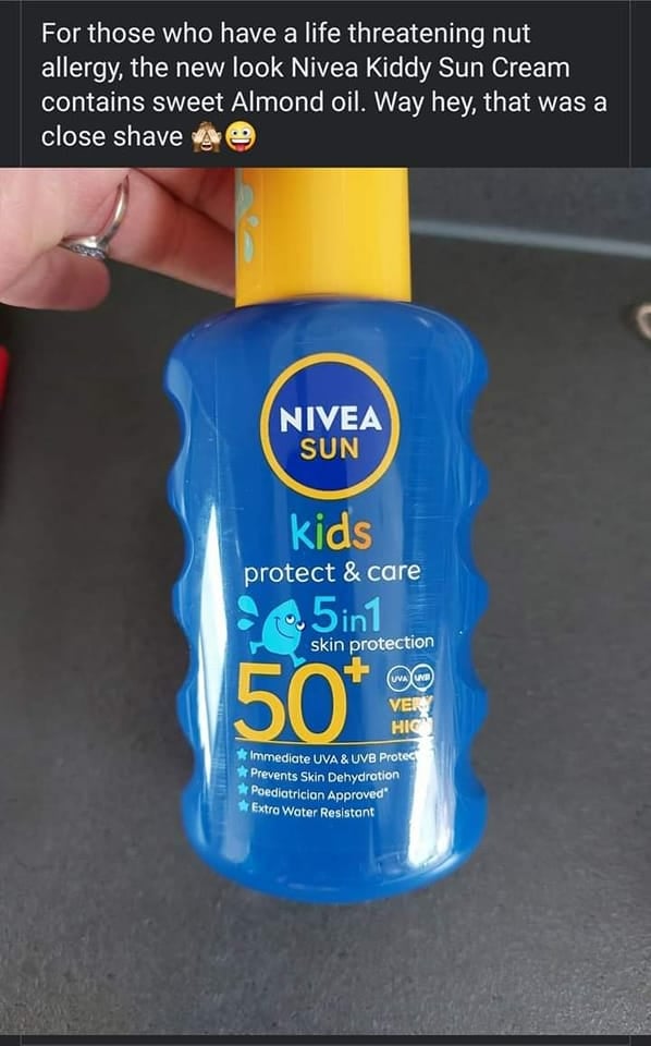 Ciagabrielle's tweet photo. @niveauk Bit worrying that the new recipe for sunscreen I have used for YEARS has not been displayed on the packaging - I could have died from using this as I thought this was a 'trusted' product! https://t.co/SjmqPkcyBZ
