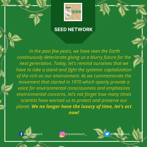 seednetwork_'s tweet photo. Solidarity Statement of SEED Network to this year’s Earth Day celebration🌱 

#EarthDay22  #LetTheEarthBreathe  #LetTheScientistBeHeard  #ClimateActionNow  #ClimateJustice  #ClimateChangeIsReal https://t.co/ncmM500mjx