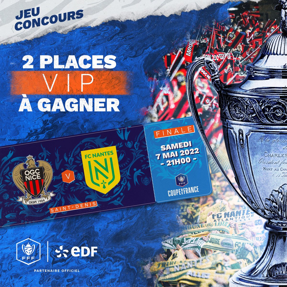 🚨 𝐉𝐄𝐔 𝐂𝐎𝐍𝐂𝐎𝐔𝐑𝐒 🚨

La finale de la Coupe de France approche à grands pas 🤩 Pour tenter de remporter 2 places VIP pour la rencontre avec échauffement en bord terrain :

1️⃣ RT ce tweet
2️⃣ Suivez le compte @energiedufoot

TAS le vendredi 29/04 à 18h ! 🤞 #EnergieduFoot
