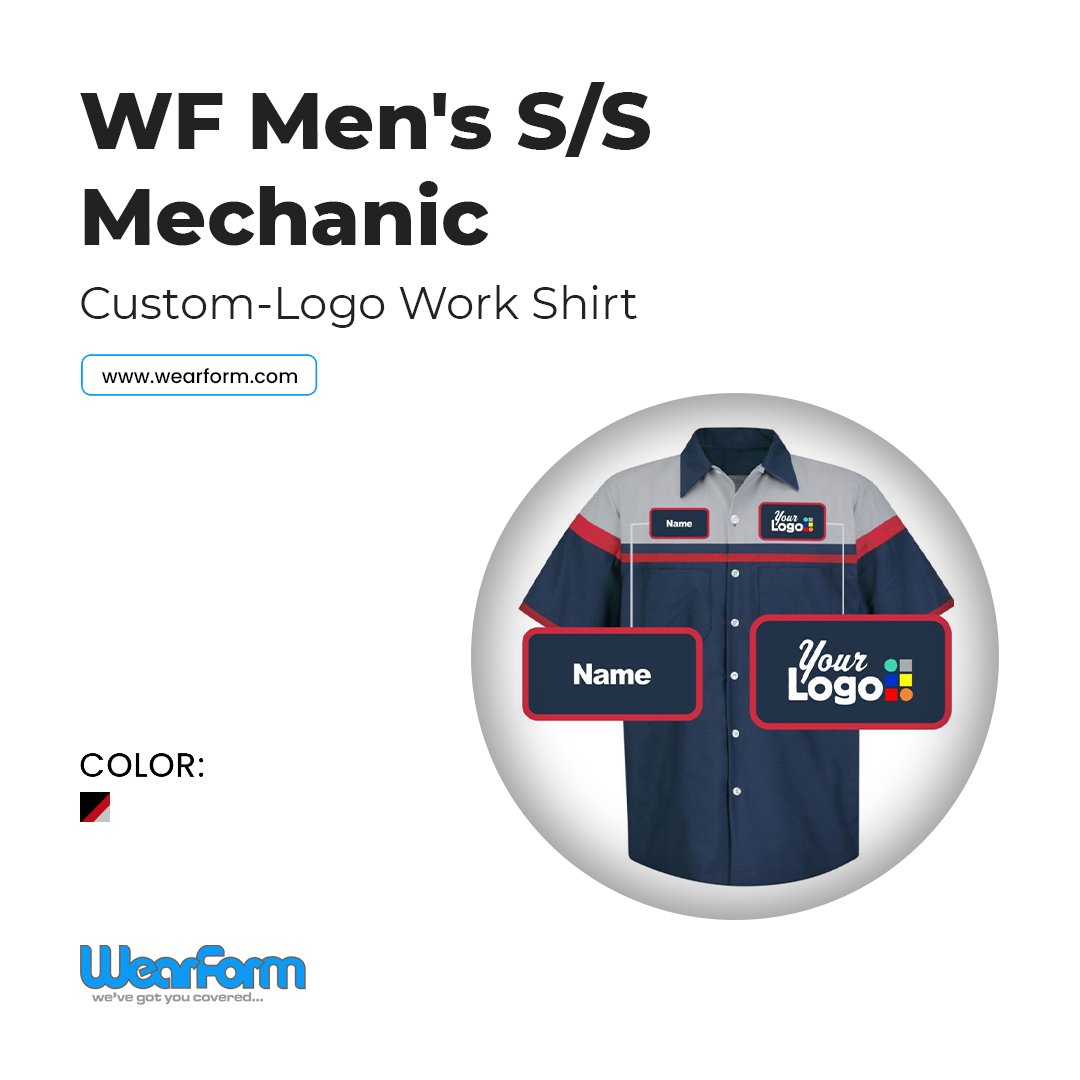 WF Men's S/S Technician Custom Work Shirt, WearForm Custom Uniforms, Work  Apparel