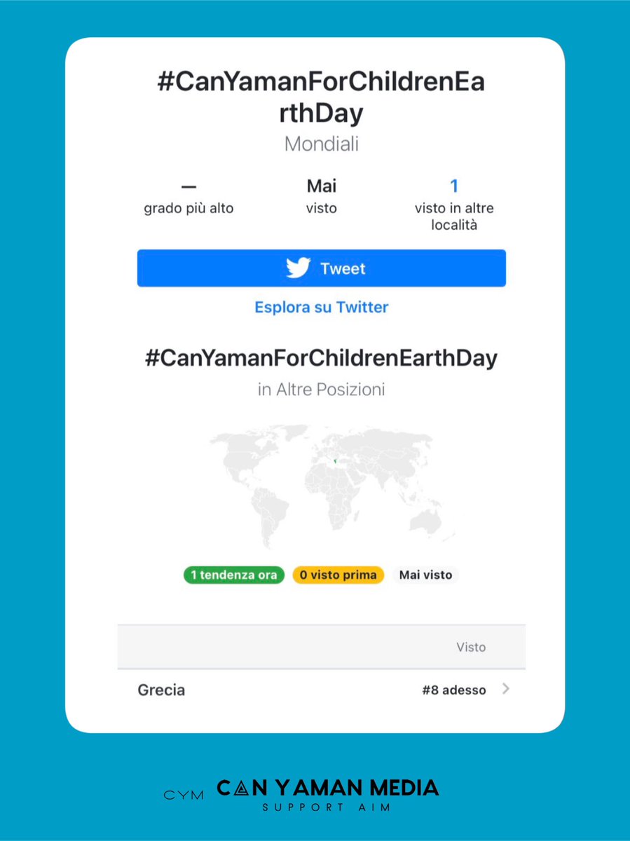 CanYamanMedia's tweet photo. TRENDS | #CanYamanForChildrenEarthDay  trends in Greece 🇬🇷 in GDT https://t.co/AXXl04anH3