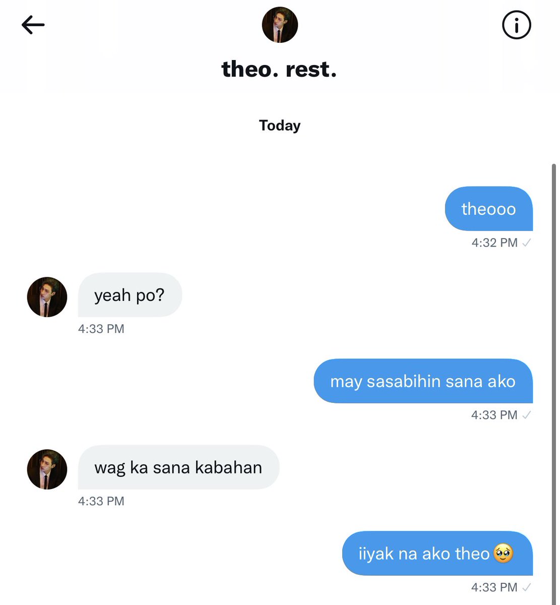 _chansgf's tweet photo. Theo 1.

-10000/10 gusto ko umiyak sometimes https://t.co/mZPfp7AWL6