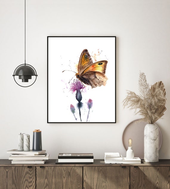 Olgatch's tweet photo. Butterfly And Thistle Flower Art Print, Burnt https://t.co/zA60BUwJXN #fineartprint #colorfulbutterfly #naturewallart #largeinsectprint @etsymktgtool https://t.co/n0OTBWyuey