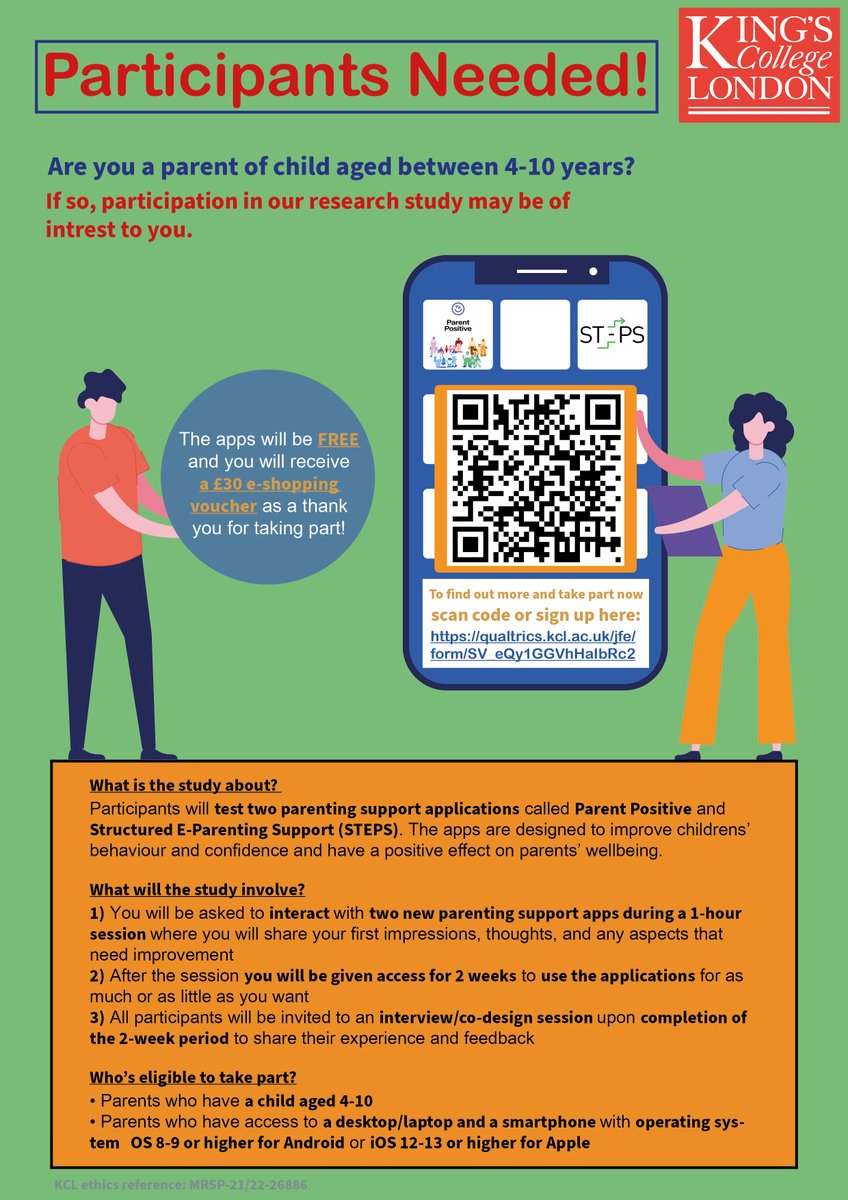 ExPANDKCL's tweet photo. 🚸#UKparent with a child 4-10yrs❓

Take part in study from @KingsIoPPN @kclinformatics @MaudsleyNHS @maudsleycharity @TRIUMPHnetwork @unisouthampton @UniofNottingham @topic_group @OxExpPsy @CPCS_Official 

Help us test 2 NEW #parenting apps📲&amp; receive £30
https://t.co/oV8fDDjWKs https://t.co/9CjRXo2G89