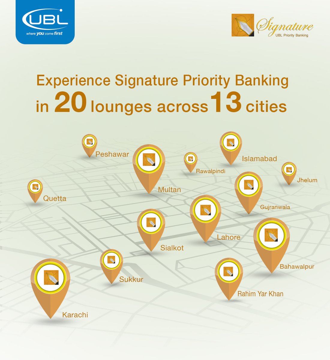 UBLDigital's tweet photo. UBL Signature Priority Banking has launched new lounges in Lahore (Amin Chamber Branch) and Jhelum (Jhelum Cantt Branch). Now enjoy world-class banking services in 20 lounges across 13 cities in Pakistan.
#UBL #UBLSignaturePriority #SignatureLounges #UBLDebitCard https://t.co/5Tj9wQQ5tO