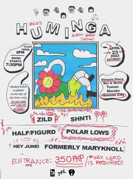ill be hosting tomorrow's huminga anniv show headlined by <a href="/zildbenitez/">zild</a> and friendssss @ tomas morato qc.....

imma bust out my dad jokes for this one. show starts 7:30pm. don't forget to bring your vax card and mosh responsibly.

event page: facebook.com/events/4900279…