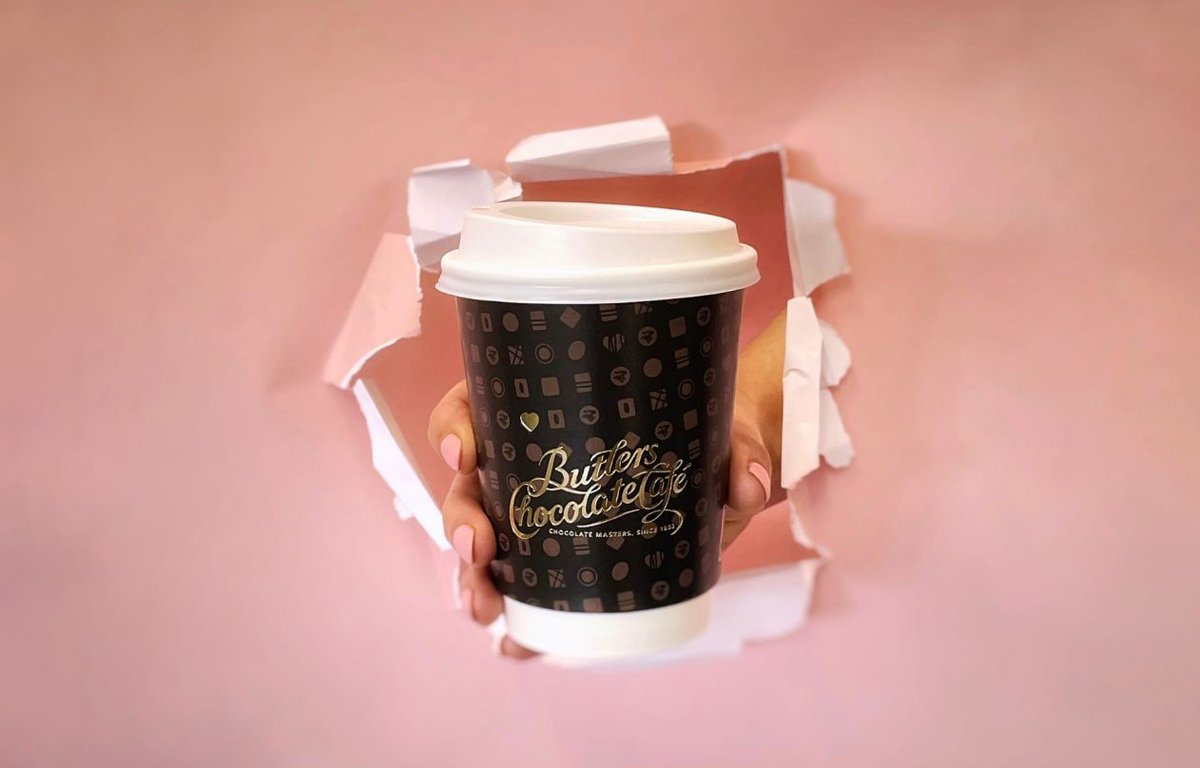 We're thrilled that @ButlersChocs have revealed their new cups this morning. This has been a really exciting project for us over the last few months and we can't wait for coffee lovers to get their hands on our work. The only way is cup! #butlerschocolatecafé