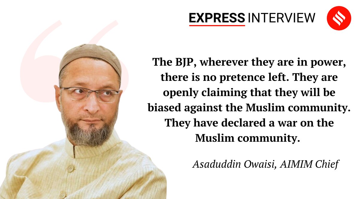 @asadowaisi #ExpressInterview | How does #AIMIM president @asadowaisi see the recent communal flare-up incidents this past month? Read the full interview: bit.ly/3xN8LoG