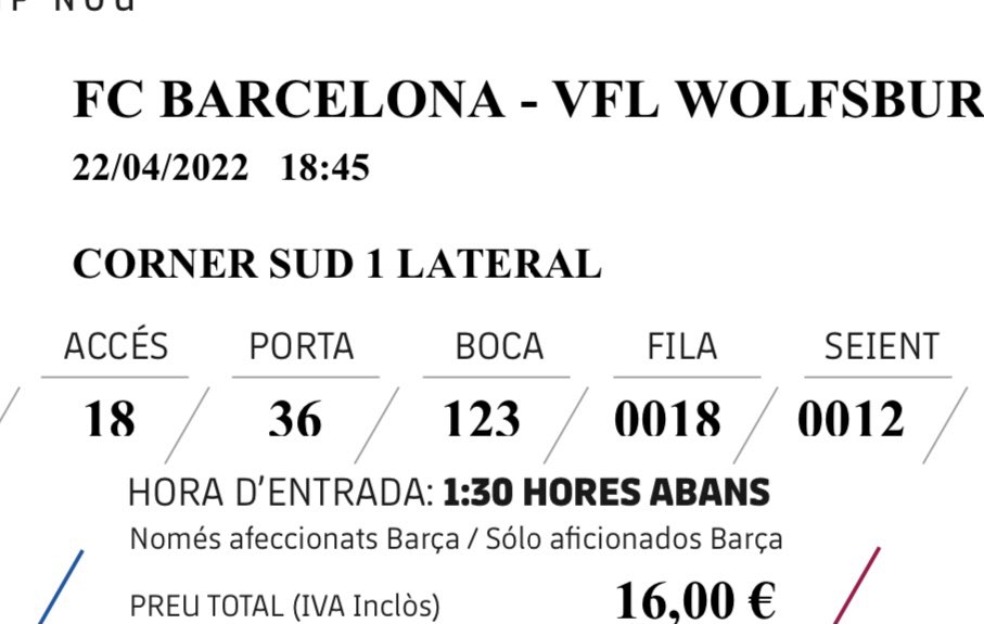 RosaMaSolSu's tweet photo. @FCBfemeni @giraldez_jona @CarolineGrahamH Apunt per gaudir del partit! Em sobren 3 entrades, estan juntes. https://t.co/una2voMjMA