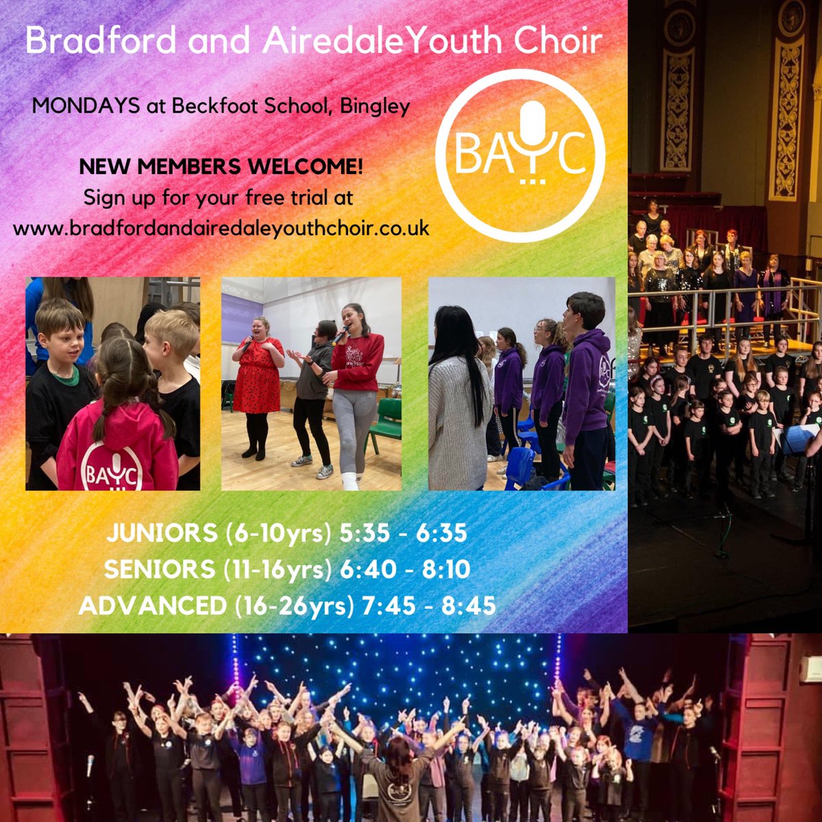 Join us! BAYC is a family of 3 youth choirs, 70 singers and 15 staff, all committed to having fun, building confidence, developing talent, and loving singing. No auditions, all welcome. #YouthChoirs #bingley #Beckfoot #singing