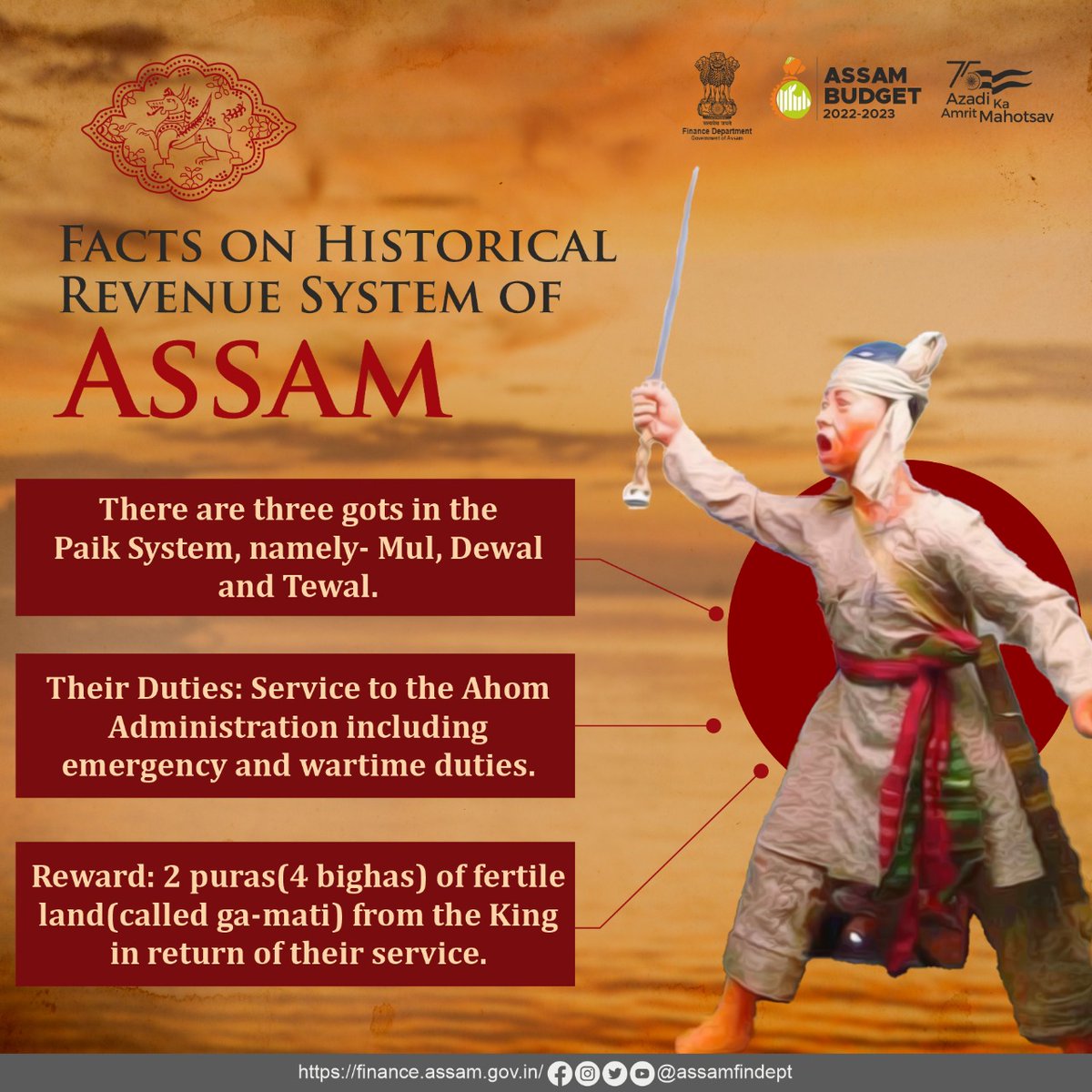 AssamFinDept's tweet photo. Facts on the Historical Revenue System of Assam during Ahom Rule. The Paik System
#AssamFinanceDepartment #GovernmentofAssam #paiksystem https://t.co/e7YPZNTPpc
