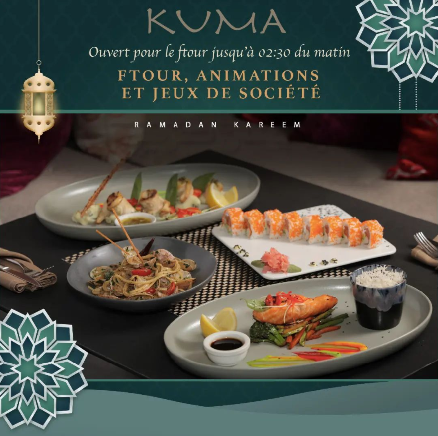 MegaMallRabat's tweet photo. Le Kuma vous accueille du Ftour jusqu'à 2h30 du matin.
Au programme, ftour, animations &amp; jeux de société.
 
.
#kumarabat #megamallramadan #rabatfoodguide #ramadan #ramadankareem #ftourramadan #ftour #buffetramadhan #restaurantramadan #animationramadan #afterftour #ramadanfood https://t.co/ZxPiymdx17