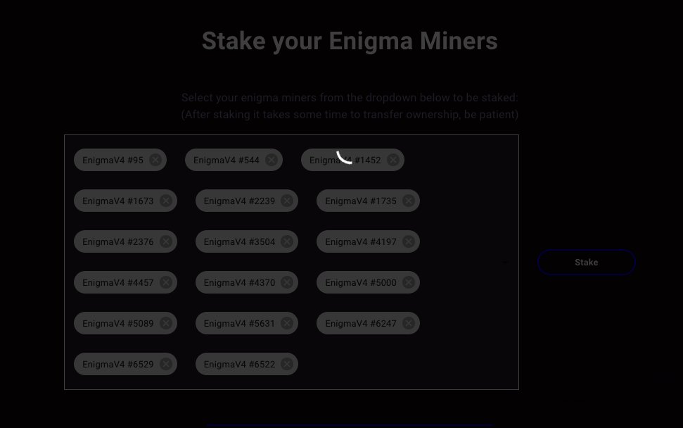 Muffury's tweet photo. First time staking @EnigmaECONOMY NFTs, I'm so excited! https://t.co/NzGHNygdzq