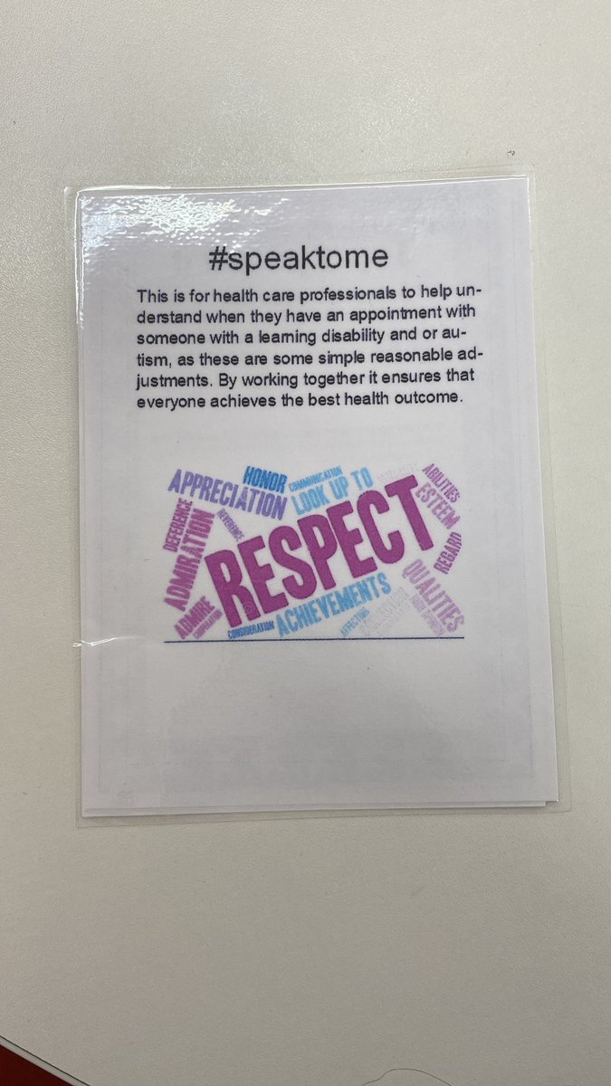 Alexsagar5's tweet photo. #speaktome this is a cue card which has been designed for people with learning disabilities and or autism to give to health professionals when they attend appointments. It is to help health professionals as, these are some tips and reasonable adjustment https://t.co/CosW0njgxN