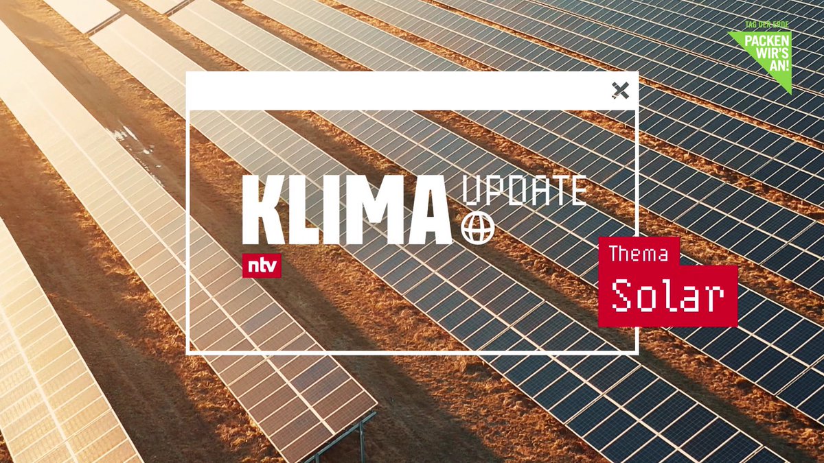 RTLDE_Corporate's tweet image. Das „Klima Update Spezial“ von @RTL_com, @ntvde, @sternde &amp;amp; @geomagazin feiert heute Jubiläum! 🥳 Vor einem Jahr ging&apos;s zum #TagderErde los. Passend dazu: Die nächste Folge zum Thema #Solarenergie gibt&apos;s heute um 15:45 Uhr bei ntv.