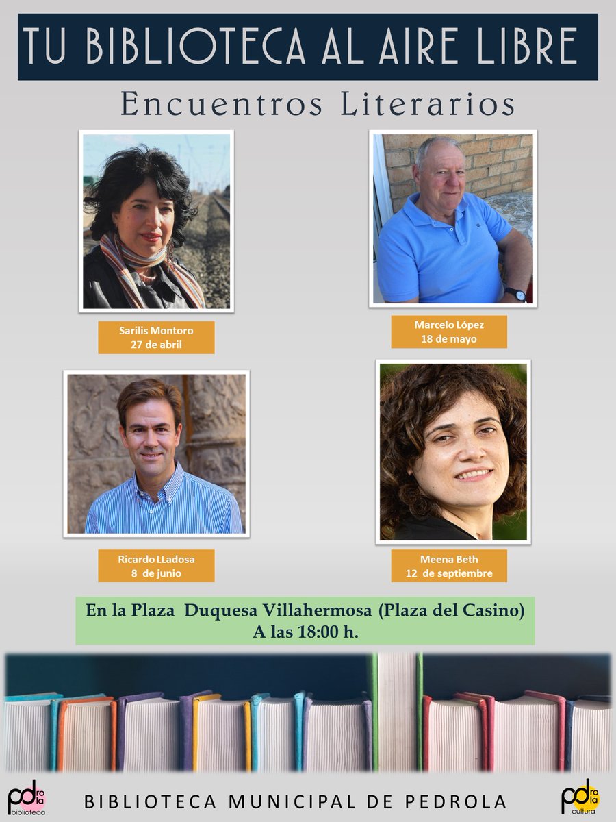 Biblioteca Pedrola (@bibliopedrola) on Twitter photo 📚" Tu Biblioteca al Aire Libre". 📚
Encuentros literarios en otros espacios. La <a href="/bibliopedrola/">Biblioteca Pedrola</a> sale a la calle. Otros lugares donde conocer autores y conversar sobre sus obras. 📚" Tu Biblioteca al Aire Libre". 📚
Encuentros literarios en otros espacios. La <a href="/bibliopedrola/">Biblioteca Pedrola</a> sale a la calle. Otros lugares donde conocer autores y conversar sobre sus obras.