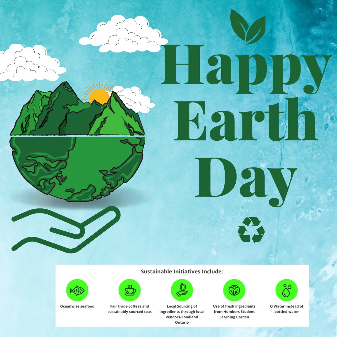 April 22nd
Happy Earth Day! 

Did you know about out sustainable initiatives?

The Earth is what we all have in common, let's take care of it!

#earthday #sustainability #hungryhumber #humbercollege #studentchefs
