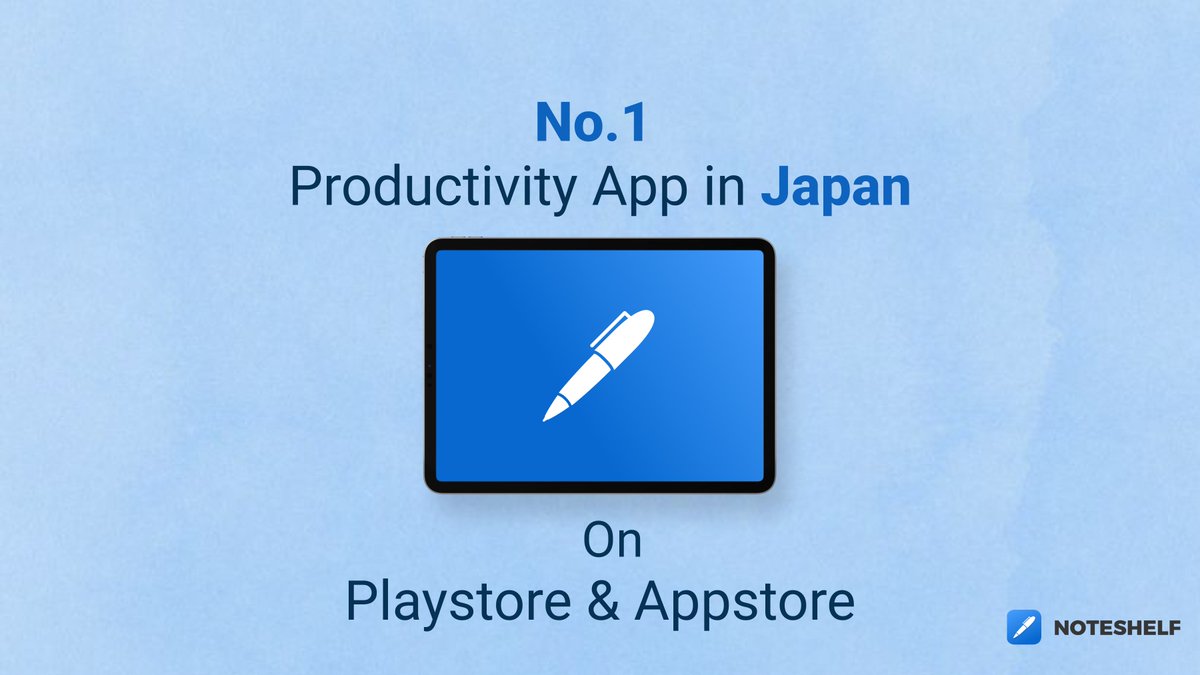 noteshelf's tweet photo. Once again Noteshelf has ranked no.1 in Productivity on Japanese AppStore and Playstore. Huzzah!
#noteshelf #appupdates #productivity #appranking #bestapps #appsforwork #paperless #fluidtouch https://t.co/XaJ5LMTR7z