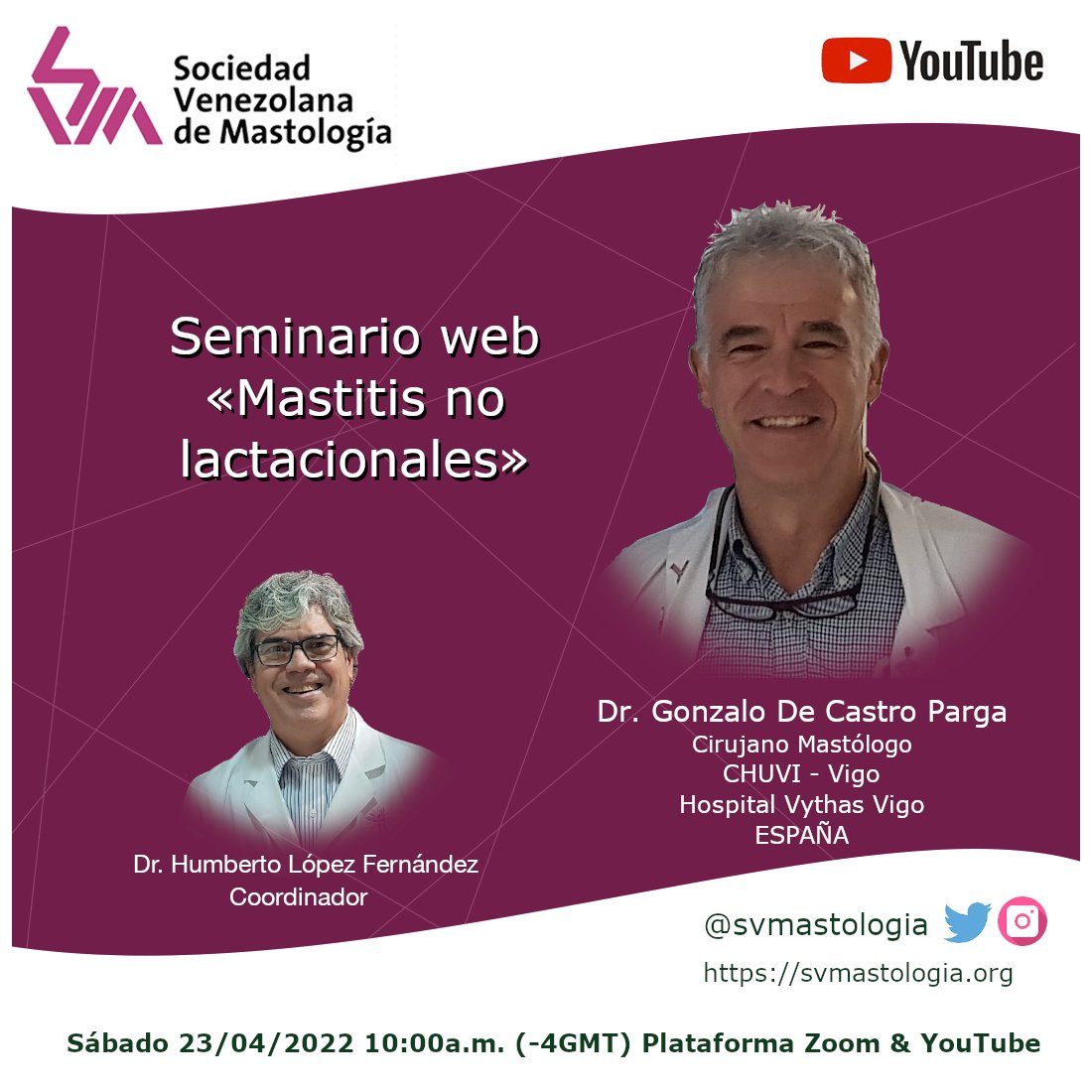 Enlace corregido: Seminario web «Mastitis No Lactacionales» - eepurl.com/h0fyrb