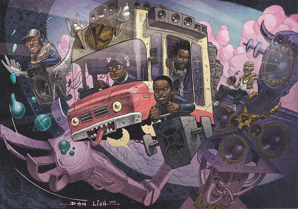 DanLish1's tweet photo. #flashbackfriday

7 years ago, commissioned by the super talented @marc4hero 
Featuring the whole @oreh4 crew and the legendary @mrgoldie 
Rock, rock on! 

#4hero #marcmac #reinforcedrecords #drumandbass #nujazz #brokenbeat #soundsystem #danlish #illustration #penandink https://t.co/Wv74qVvg6o