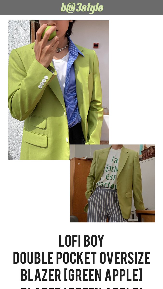 b3style's tweet photo. #b3style
🍒🍒🍒🍒🍒🍒🍒🍒🍒🍒🍒🍒
Rollacoaster China 📸
-
LOFI BOY
Double Pocket Oversize Blazer [Green Apple]
-
©️Rollacoaster_China

@zee_pruk

#ZeePruk #Zunshine #ZeeNuNew https://t.co/efEzIfh8an