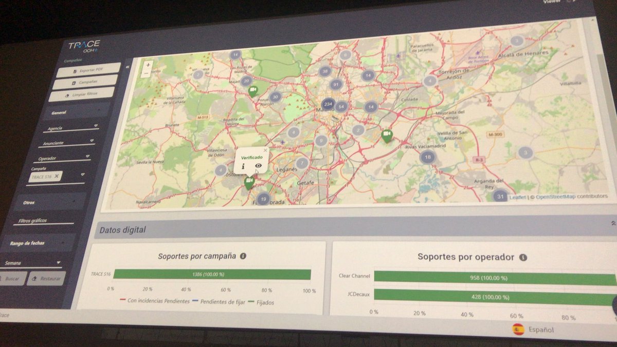progpublicidad's tweet photo. #oohtrace  Carlos Viladevall, ex CEO de @Posterscope, presenta  en @JCDecaux , su nueva empresa y aplicación #oohtrace app que compatibiliza con OOH Capital @oh capital que pretende ser catalizador. La app Ofrece incidencias bajando al detalle con gráficos y cada soporte https://t.co/D2ByEfOxJF