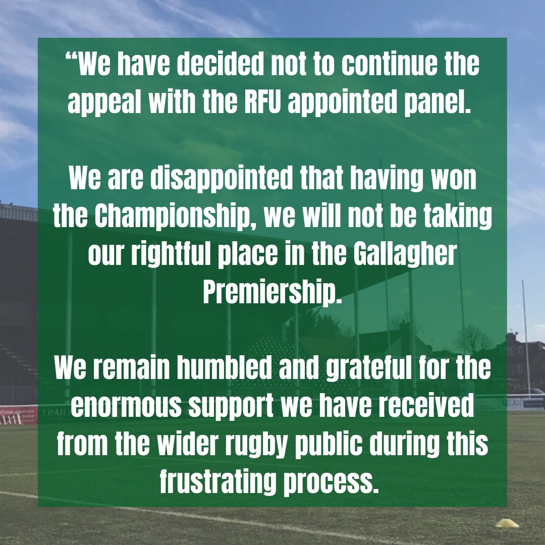 ealingtfrugby's tweet photo. @ealingtfrugby Club Statement on the Minimum Standard Criteria Appeal https://t.co/NRHt9y8Gte