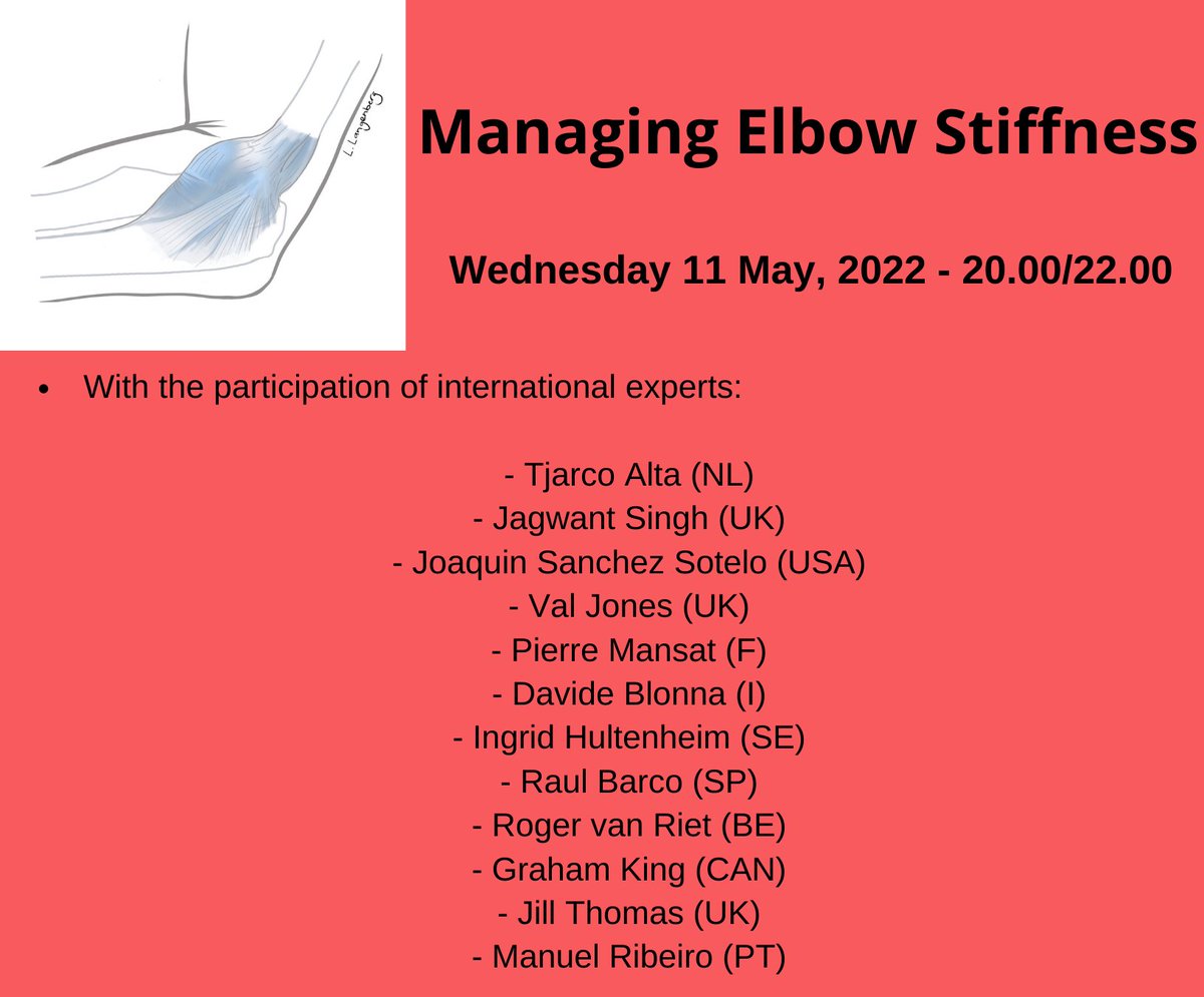 REGISTER for the next SECEC/ EUSSER Webinar (FREE). 

We will bring together a renowned faculty from around the world to discuss the management of Elbow stiffness.

Register here:
us06web.zoom.us/webinar/regist…