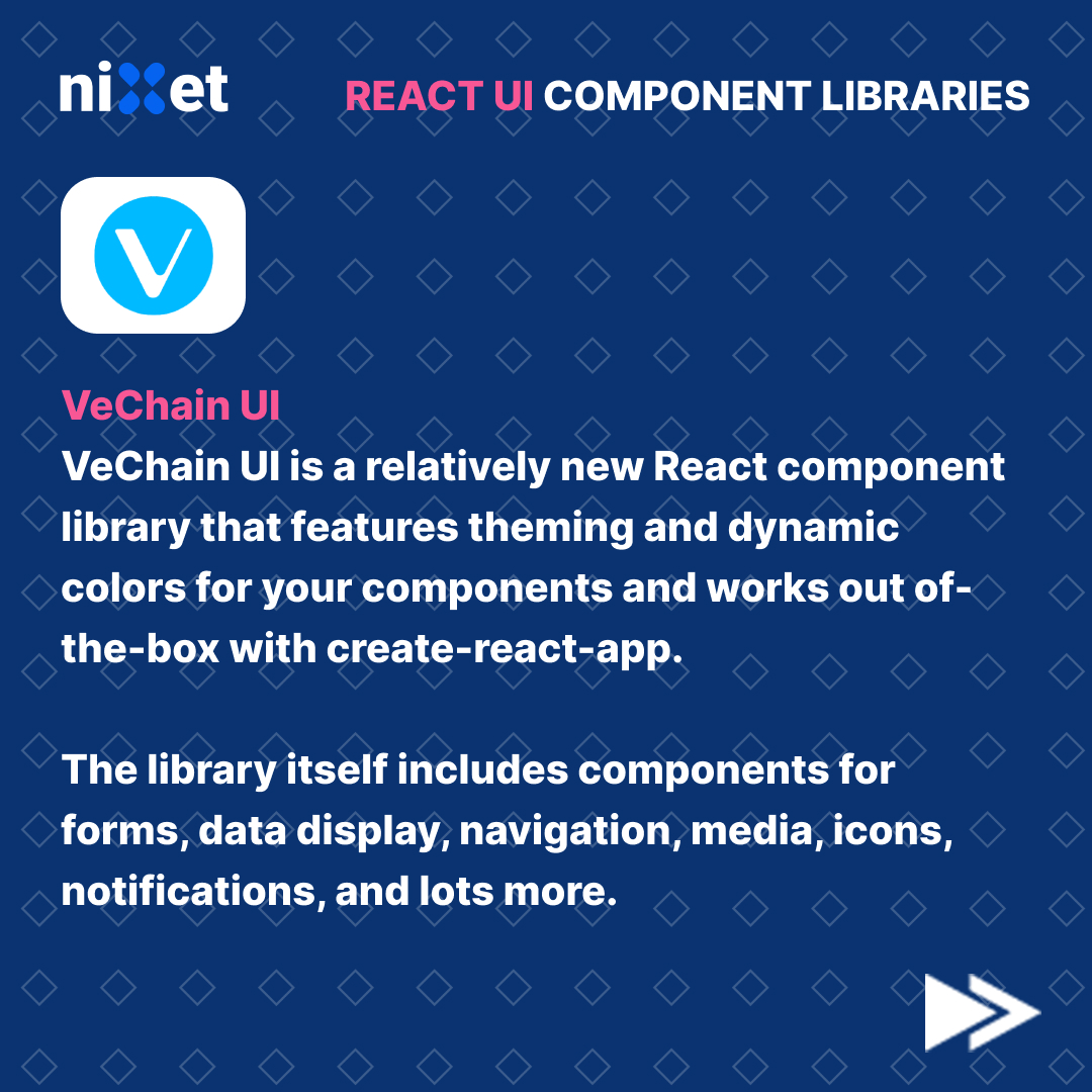 nixetofficial's tweet image. A UI component library is a (typically) comprehensive collection of ready-to-use Ul elements including buttons, inputs, dialogues, and so on.
They are used as foundations for layouts. Each library has its own style and feel.
#nixet #coding #reactui #nixetian #reactcomponents