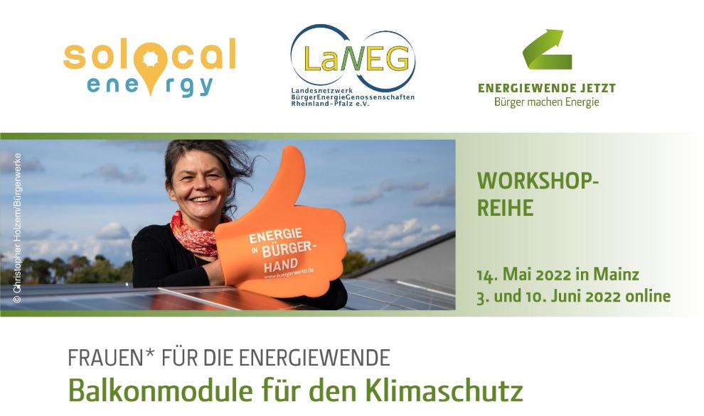 Meldet euch jetzt an zum Workshop "Frauen für die Energiewende - Balkonmodule für den Klimaschutz" am Samstag, 14. Mai in Mainz!

Alle Infos und den Link zur Anmeldung findet ihr hier: laneg.de/fileadmin/medi…