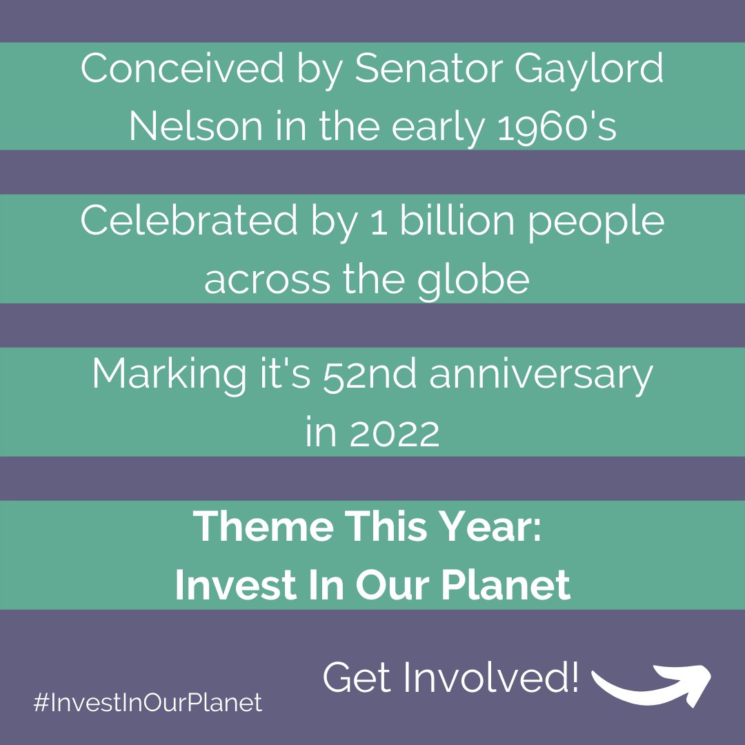 WeAreGoEco's tweet photo. 🌏The 22nd April 2022 marks the 52nd Earth Day 🌏
🎉It is celebrated by ~1 billion people around the globe annually - and it’s important you join them!

💶This year’s theme is to #InvestInOurPlanet

How are you celebrating Earth Day? ⬇️ #earthday2022 https://t.co/ERzyk5Hk8d