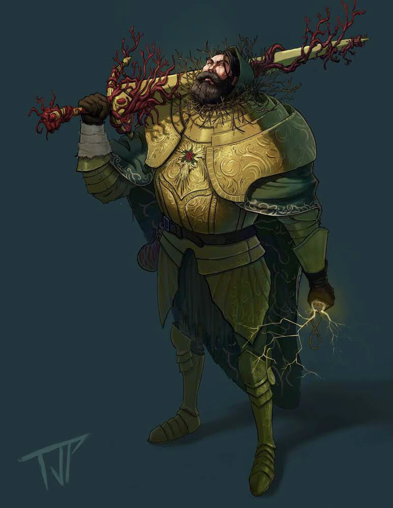 ThomasPutman's tweet photo. Blasphemous paladin from my Elden Ring play through. Wish the guilty hood thorns actually stuck out over the armor! π π₯ #eldenring #paladin #faith #fanart #lineart #gottahavefaith #faithbuild #digitalpainting https://t.co/jqbAq4pQEK