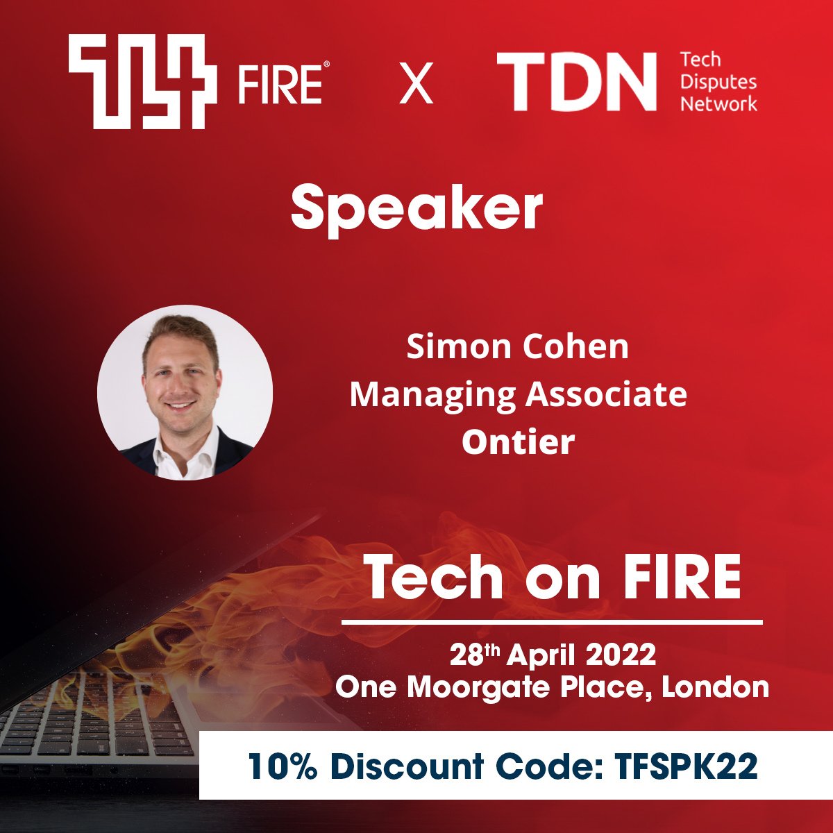 OntierLLP's tweet photo. .@SimonCohen85 is speaking at the #TechonFIRE conference by @TL4Fire & @disputes_tech discussing the latest trends in #digitalasset disputes and the application of the #law.
Taking place on 28th April at 1 Moorgate Place, London. Book your place today: https://t.co/iY5HhqndJy https://t.co/S4iu9uqfKG