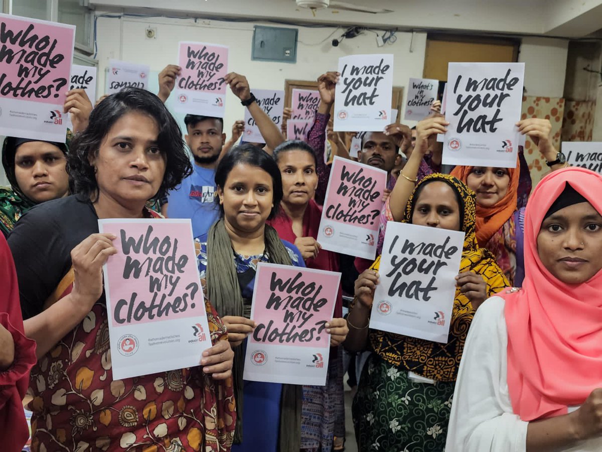NazmaAkter73's tweet photo. 9 years on from the devastating &amp; preventable Rana Plaza,we are still fighting.Brands need to be held responsible and they need to sign the ACCORD NOW
#imadeyourclothes
#garmentworkersneedunion
#fashion_revolution_week 
@IndustriALL_GU @SolidarityCntr @remakeourworld https://t.co/acCB1qzGWv
