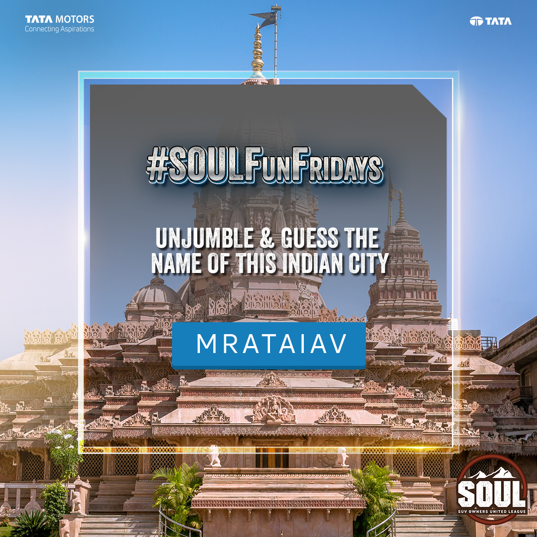 TataMotors_Cars's tweet image. #SOULFunFridays is back to kickstart your weekend on a fun note!
Tickle your brain cells by trying to guess the correct answer and comment below.

#DriveWithSOUL #ConnectWithSOUL #TataHarrier #AboveAll #Harrier #TataSafari #ReclaimYourLife #Safari #FridayFun #Friyay #FridayVibes