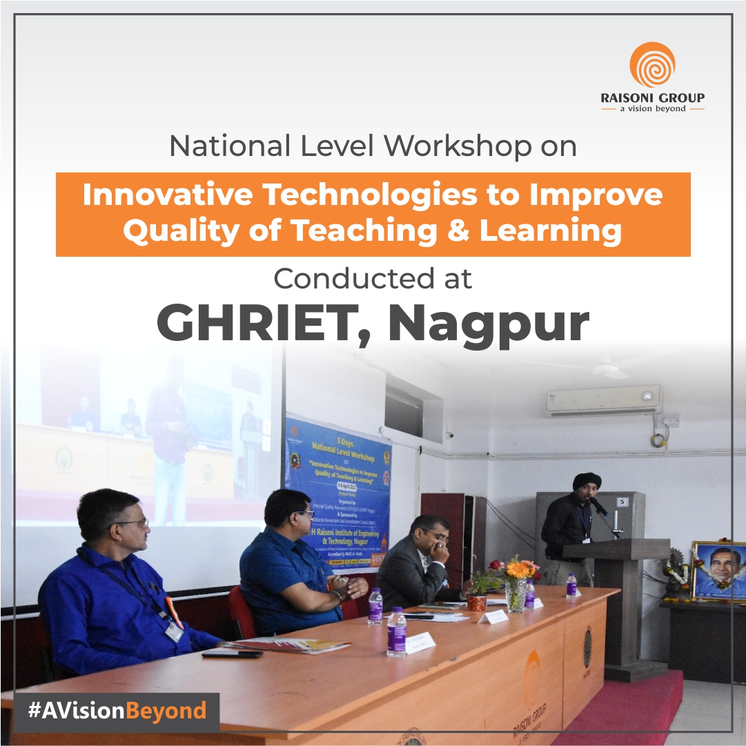 raisoniworld's tweet photo. IQAC Cell of GHRIET, Nagpur, organized the 3 Days National Level Workshop on “Innovative Technologies to Improve Quality of Teaching & Learning”
#raisoni #rgi #raisonigroupofinstitutions #AVisionBeyond #nagpur #ghriet #naac #iqaccell #nationallevelworkshop #teaching https://t.co/PZXO7Msaa4