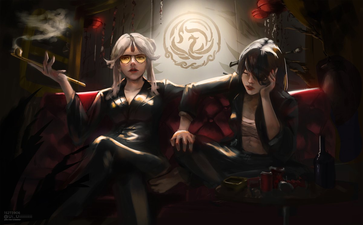 Guess who painted Beidou &amp; Ning anyway after the last poll ... What do you think they'll say to each other in this situation?

----
My captain here is looking bored, you know? heh
----

#GenshinImpact #genshintwt #artidn #Beidou #ningguang
