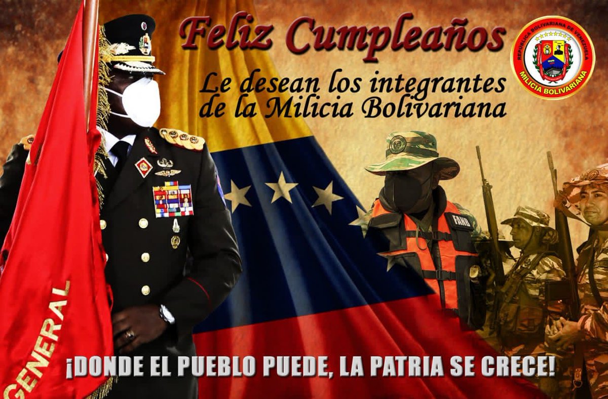 Milicia_ve's tweet photo. #22Abr Los Integrantes de la Milicia Bolivariana, les deseamos a nuestro MG. @wistohor Comandante General de la #MiliciaBolivariana muchos éxitos y bendiciones, para que siga fortaleciendo nuestro Componente y sumando victorias al Pueblo en armas. https://t.co/5fjqOGv6zD