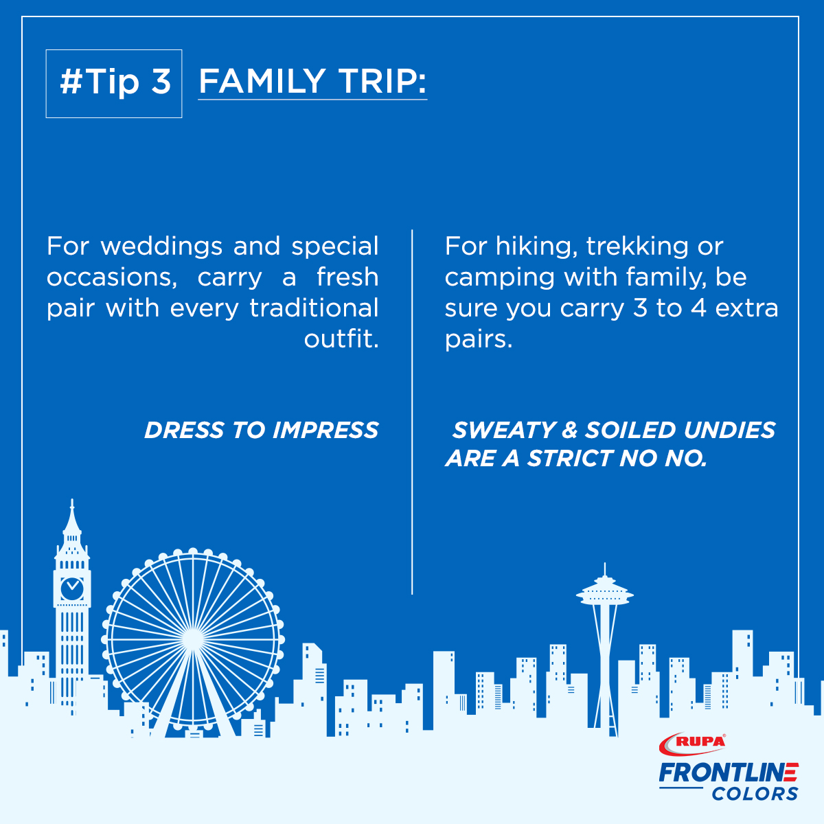 RupaKnitwear's tweet photo. Travel brings out different sides of our personalities, especially when it comes to packing underwear.
Sharing a few insane underwears packing hacks that we have cracked only for you.
So, let's start!
#TravellersGuide #UnderwearPackingTips
#Colors #FrontlineColors https://t.co/zccoEAYRtf