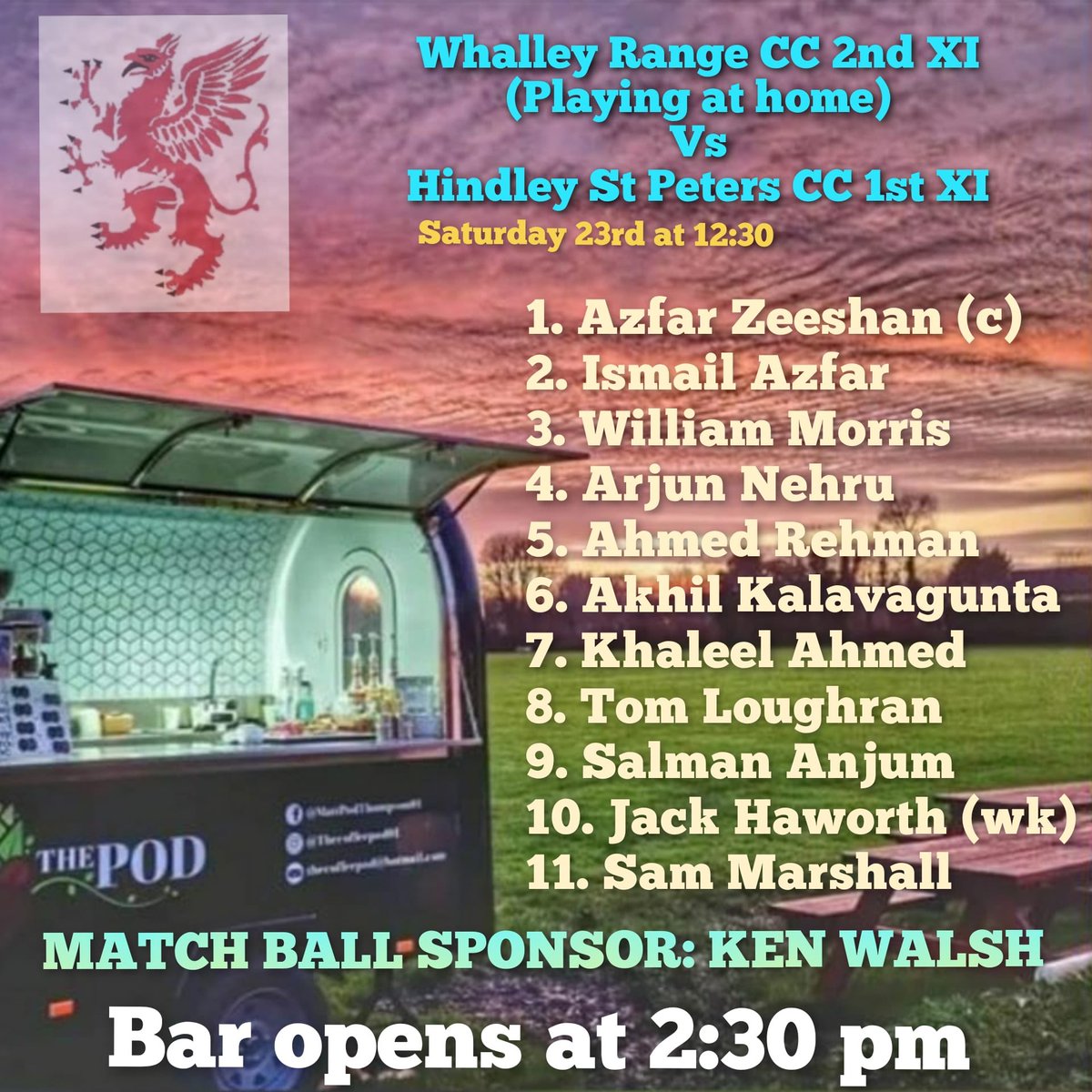 WhalleyRangeCC's tweet photo. Team news for our first Saturday fixtures of the season! The 1s are away at @Stretford_CC and the 2s are hosting @hspcricket🙌🏽 expecting lovely weather tomorrow, bar opens at 2:30pm☀️ https://t.co/Dj4l6QYGzx