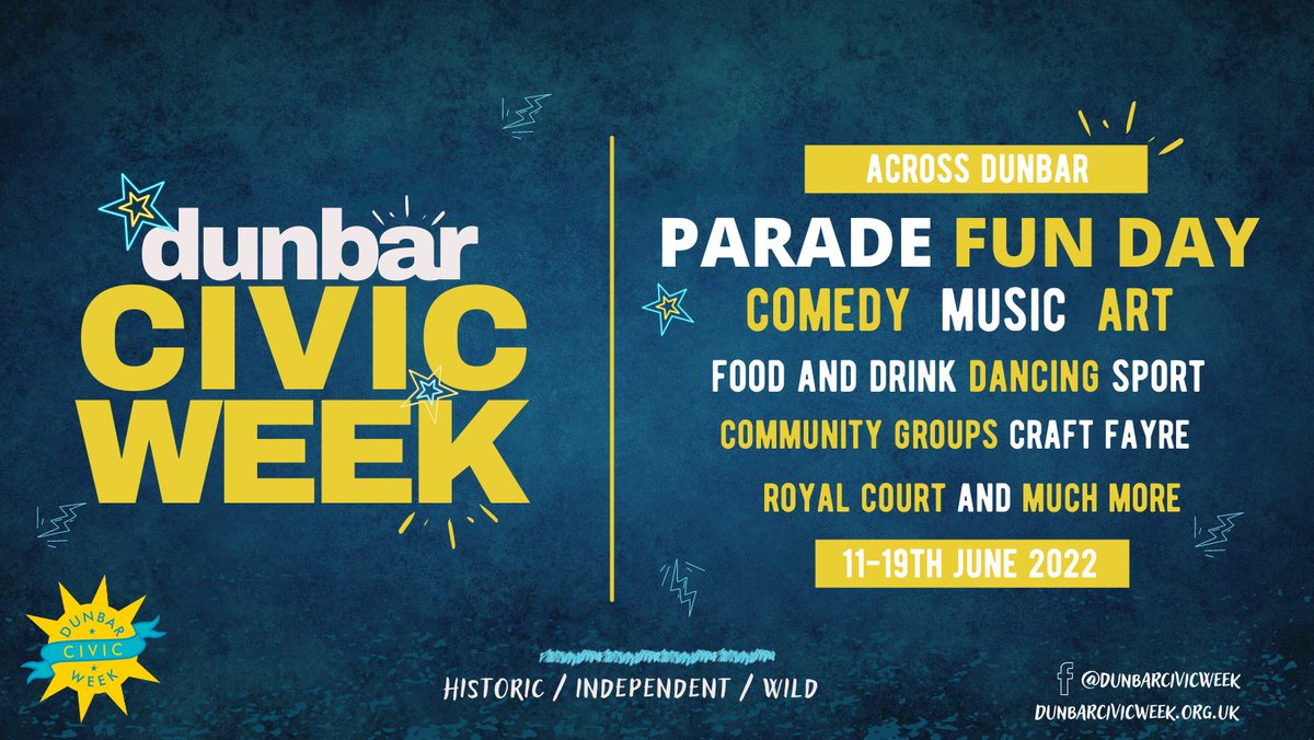 CivicWeekDunbar's tweet photo. Dunbar Civic Week is back and we're kicking off our amazing programme of events on the 11th of June with our iconic Civic Week fun day and parade. Lots more to be announced. Save the date. #DunbarCivic https://t.co/WBNvarapzS