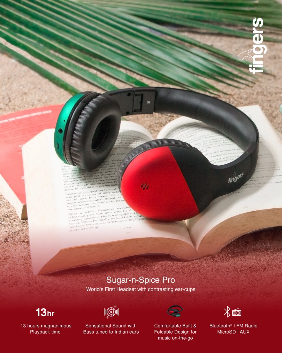 FingersIndia's tweet photo. Enjoy solo travelling at its best with #FINGERS Sugar-n-Spice Pro Wireless Headset.
With up to 13-hours of playback time and superior sound – you have a sweet & spicy buddy to carry along on all your travels ❤️💚
#WirelessHeadset #SummerTravelEssentials #MusicMood https://t.co/nFgYCQnKJD