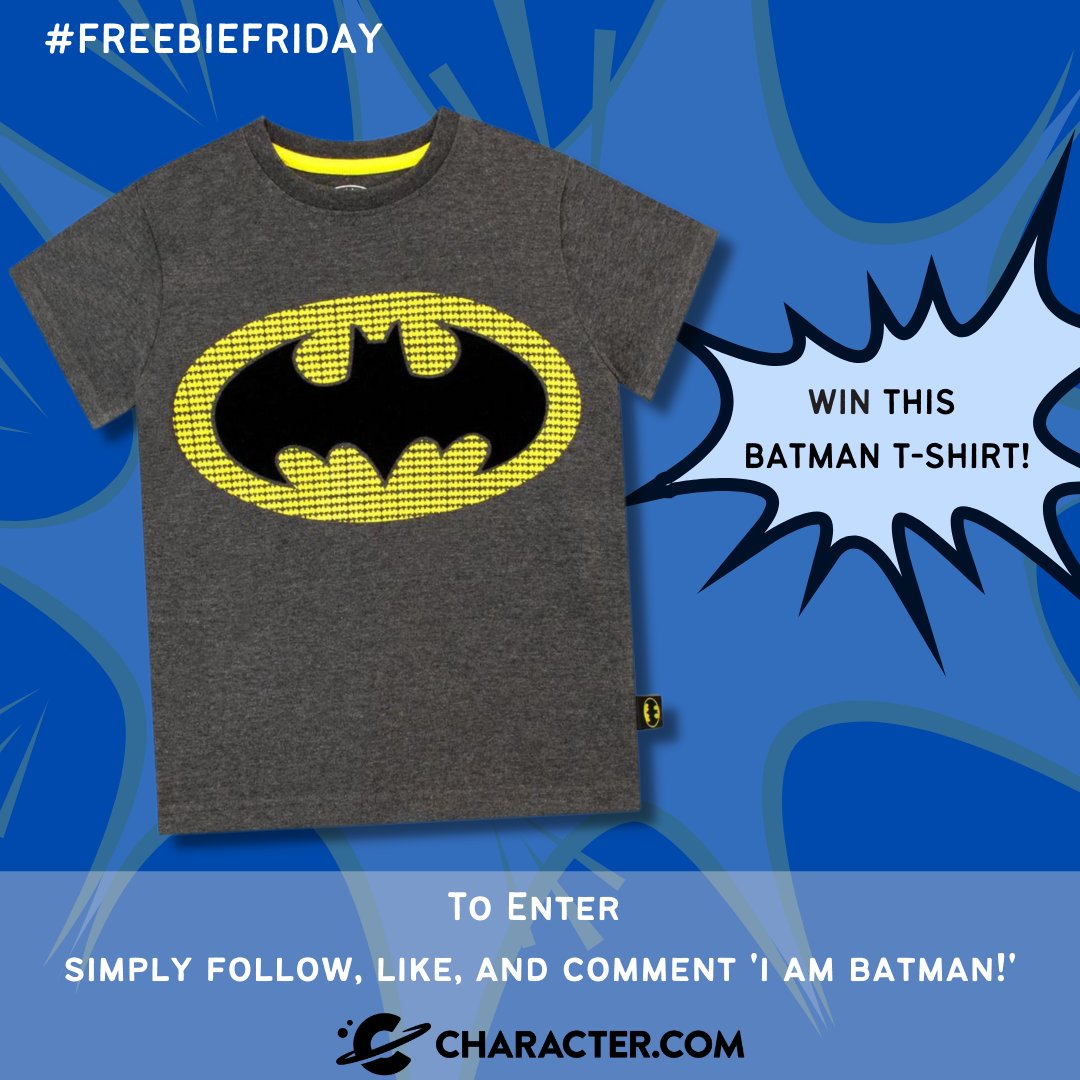 characterdotcom's tweet photo. It's #FREEBEEFRIDAY!β
Inspire your inner hero - this week we're giving you the chance to WIN this classic Batman T-Shirt! π¦
For a chance to WIN; simply LIKE this post, FOLLOW our page, and COMMENT 'I AM BATMAN'!
Competition closes at 11:59pm on 24/04/2022
Good luck!β https://t.co/ImoB0txBkh