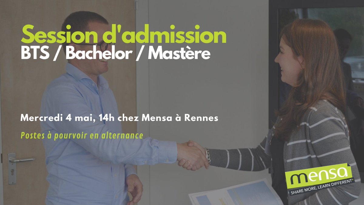 MENSAFORMATION's tweet image. Rendez-vous le mercredi 4 mai pour notre prochaine session d'#admission dès 14h dans nos locaux. Des #postes sont à #pourvoir en #alternance pour la #rentrée2022 ! #professionnalisation #apprentissage #orientation #marketing #commerce #vente #gestion #rh #management